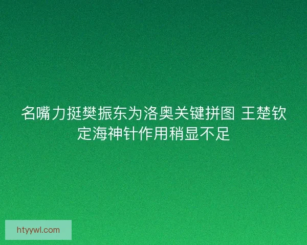名嘴力挺樊振东为洛奥关键拼图 王楚钦定海神针作用稍显不足